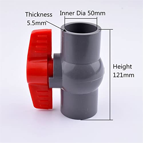 Vanne à bille PVC gris 50mm raccord irrigation aquarium 2pcs