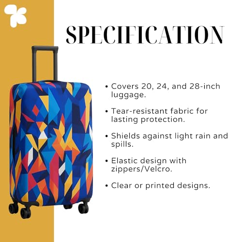 Image of AMPEREUS Trolley Bag Cover Set of 3 - Stretchless, Waterproof and Polyester Fabric with Multicolour Abstract Print Luggage Cover for Small, Medium & Large Size Suitcase Cover (20, 24 & 28 Inch)