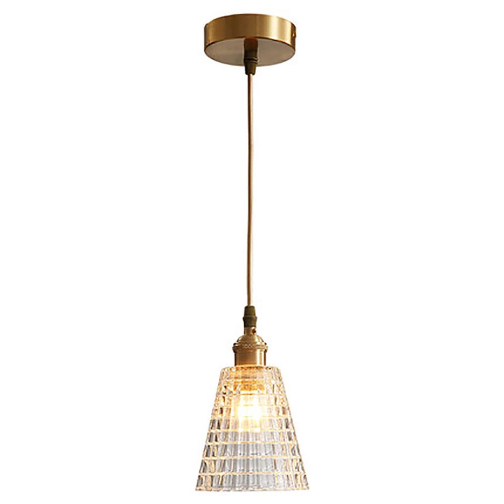 Lámpara colgante de cristal redonda y cobre con altura ajustable 7