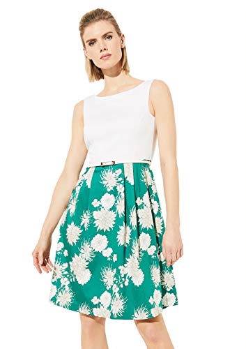 comma Damen Kleid, Grün (76v8 Grün Flower)