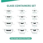 24 Pieces Glass Food Storage Containers Set,Glass Meal Prep Containers-Stackable Airtight Glass Storage Containers with lids,Freezer, Microwave, Oven Safe,Gray - Image 2