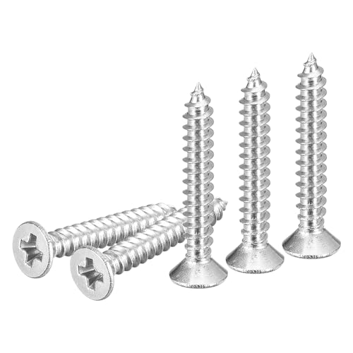 Image of DTGN 200Pcs #4x3 /4 Flat Head Wood Screws, 304 Stainless Steel Phillips Self Tapping Screws - Good for Woodworking, Furniture - Silver