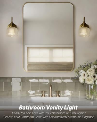 Image of Antique Brass Gold Bathroom Vanity Light,Clear Checkered Glass