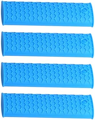 HEMOTON 4 pcs Skillet Handle Cover Silicone Handle Holder for Cast Iron Skillets Frying Pans Griddles Sleeve Grip Handle Cover (Blue)