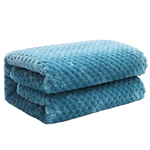 Image of Exclusivo Mezcla Fleece Throw Blanket, Super Soft and Warm Blankets for Couch, Sofa and Bed Waffle Textured, Cozy, Fuzzy and Lightweight (Slate Blue, 30x40 Inches)