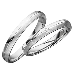 JC Trauringe 2 x trouwringen 925 zilver prijs per paar incl. diamant en gravure huwelijksringen verlovingsringen briljant trouwringen partnerringen platina goud witgoud S063, Zilver, Zirkonia