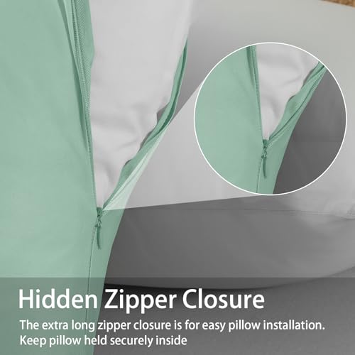 WhatsBedding Body Pillow Cover Cooling Fabric, Long Pillowcase Breathable & Skin-Friendly, Zipper Closure - Milky Green (20x54 inch)