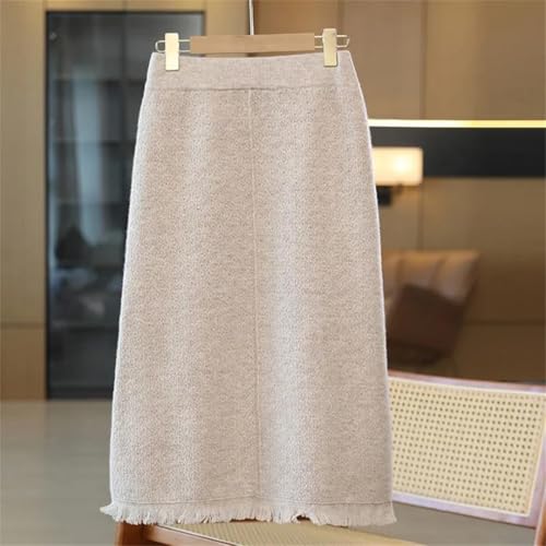 Women Wool Long Knti Skirt Office Business Soft Straight Tube Skirt2