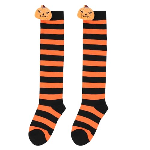 Pack of 3 Girls Striped Thigh High Socks with Cute Bee Little Kids Over Knee Stockings For Halloween 7-12 Years3