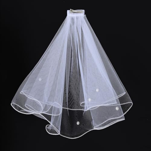 AWOCAN Schleier für Hunde, Katze, Haustiere, Brautkostüme, Valentinstag, Hochzeit, Party, Dekoration, Hundehaar-Schleifen, Clips, Haarnadeln, Kopfbedeckungen, Hundehaarschmuck (Weiß-2)