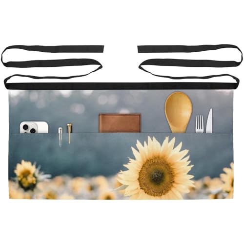 Tablier court de chef anti-tache lot de 3 demi-tabliers fonctionnels à poches pour le travail