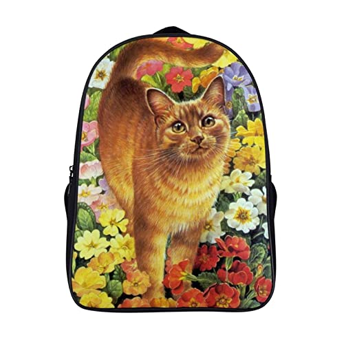 Sac à dos scolaire pour enfants mignon grand cartable décontracté 40x28x16cm imprimé chat 3D