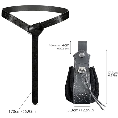 Waist Belt, Medieval Keltic Embossed Waist Belt Vintage Belt Bag Men Women Belt Drawstring Purse Unisex Costume Accessories4