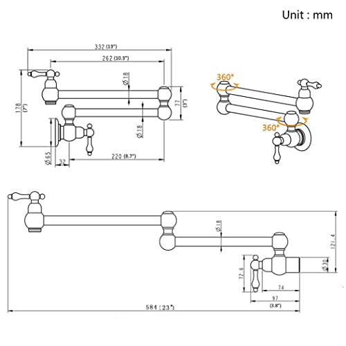 Robinet d'évier mural simple extensible en laiton anti-encombrement - 7