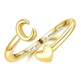 Turandoss Initial Ring C for Teen Girls Kids Year Old Birthday Gifts