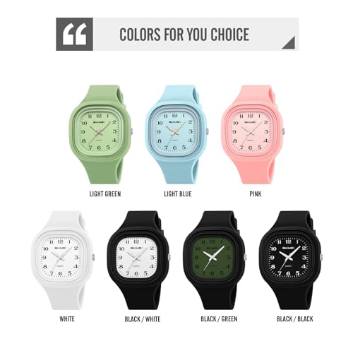 Gosasa Unisex Quartz Watch Minimalist Square Dial Women’s Men’s Casual Sport Analog Quartz Wristwatch with Silicone Strap Multiple Colors4