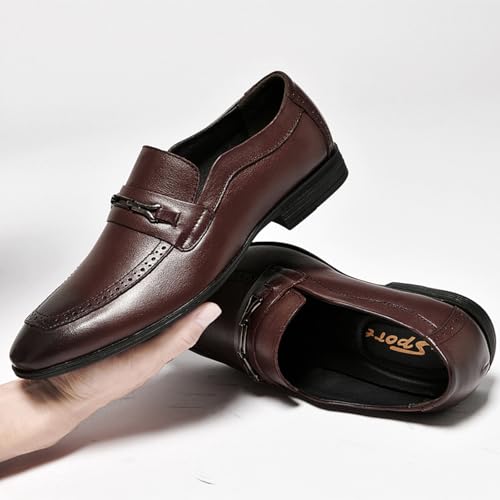 Image of MWX Men's Dress Shoes Formal Business Oxford Classic Pull on Wingtip Casual Shoes Brown