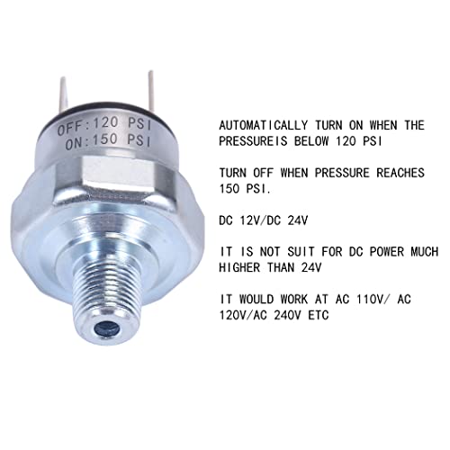 Air Pressure Switch 120-150 Psi Pressure Switch 1/8"-27 Npt Dc 24V 12V Pressure Switch Air Compressor Pressure Switch 120Psi Pressure Switch 150Psi Pressure Switch #TOP5