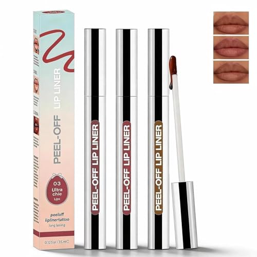 3 Stück Peel Off Lip Liner Stain,Peel Off Lippenstift,Wasserfester & Langanhaltender Lipliner,Hochpigmentierte Farbe,Lip Liner Lip Gloss Make Up Set,Langlebiger Tattoo Lipliner
