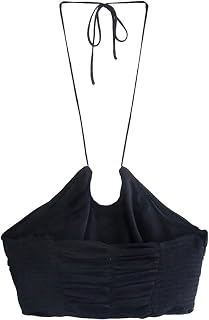 NALsa Tank Girl Sexy Folds Neck Mounted Drawstring Lace-Up Camisole Female Slim Cropped Top Solid Color Women