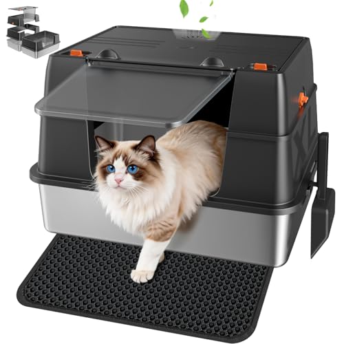 Stainless Steel Litter Box with Removable Cover