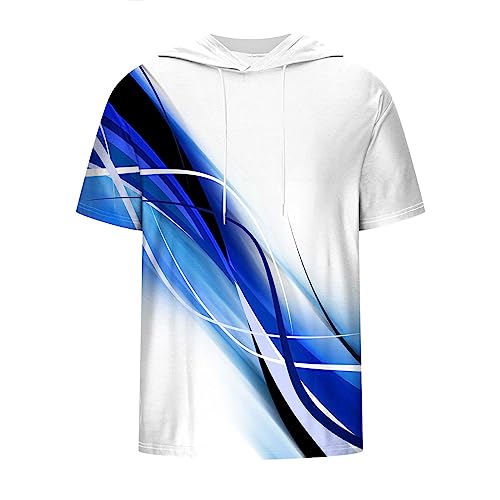 Mens Boys Light Weight Short Sleeve Hoodie Casual Pullover Hooded T-Shirt 3D Line Colorful Graphic Printed Casual Shirts2