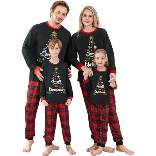 Ensemble de pyjama de Noël assorti famille Qianderer noir et rouge XXXL