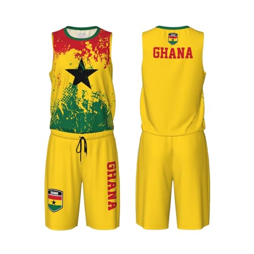 Ghana Flag Grain (3) Basketball Jersey Uniform Suit for Men Women Adults Training Athletic Set