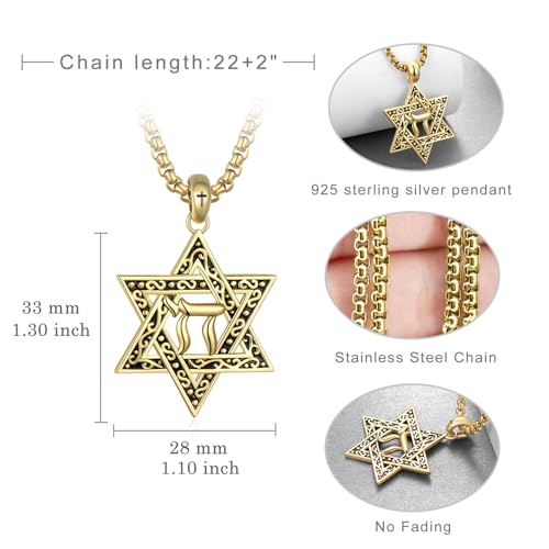 Star of David Necklace 925 Sterling Silver Star of David Necklace for Men Women Jewish Jewelry Gifts for Men Women4