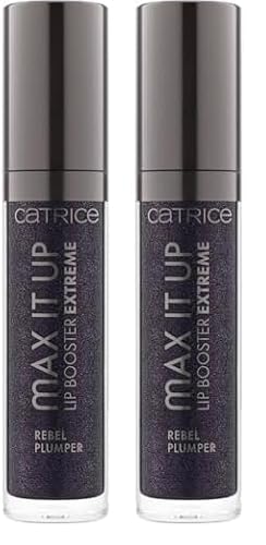 Catrice Max It Up Lip Booster Extreme, Nr. 060, Schwarz, Extremes Volumen, vergrößernd, glänzend, glitzernd, vegan, 2er Pack (4ml)