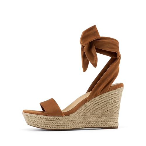 Image of DREAM PAIRS Women's Espadrille Wedge Sandals | Espadrilles wedges tie lace up sandals,Ankle strap platform dressy shoes,Comfortable open toe sandals