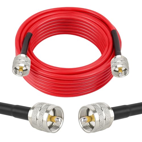Câble coaxial CB RG58 PL-259 UHF mâle MOOKEERF rouge pour radio amateur et compteur SWR
