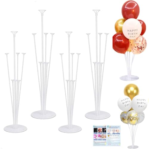 Kit de 4 suportes de balões, suportes de balões reutilizáveis para centros de mesa, suporte de balões para decoração de mesa de festa de aniversário de casamento de aniversário