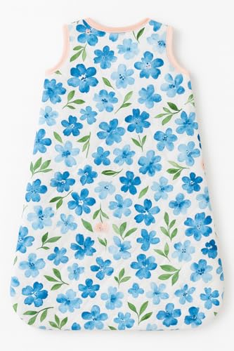 Image of TuddyBuddy Baby Cotton Wearable Quilted Sleeping Bag Blanket 1.5 Tog with 1 Way Zipper Closure | Ideal for Babies & Kids Hypoallergenic Fabrics | (Violets AOP, 12-18 Months)