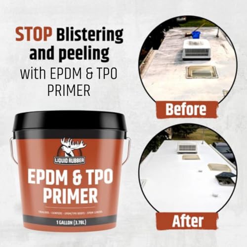 Liquid Rubber EPDM and TPO Primer – High-Performance Basecoat for RV, Camper and Trailer Roof Protection, 1 Quart
