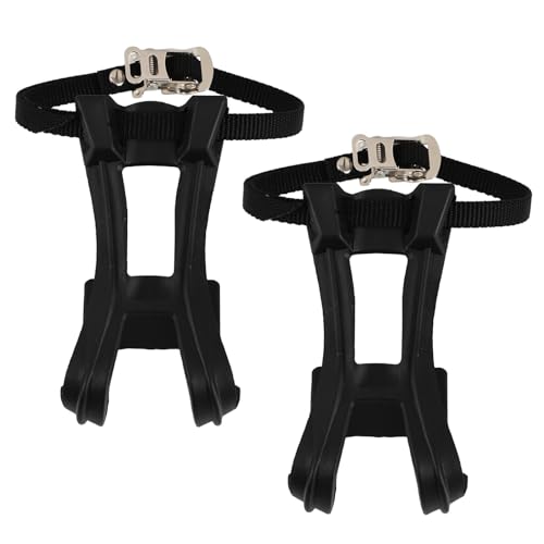 Bike Pedal Toe Cages and Straps 2pcs Nylon Plastic Black