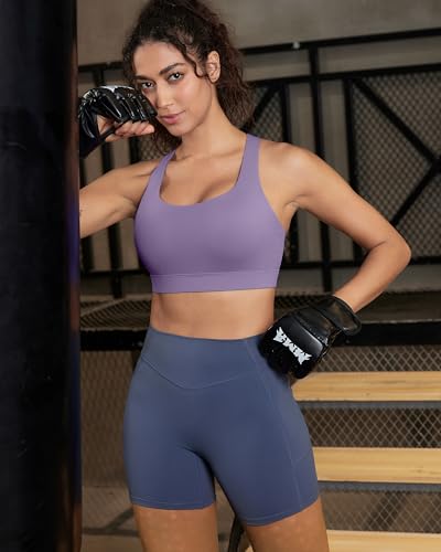 Image of RUNNING GIRL Sports Bra for Women,Molded Cup Strappy Running High Impact Sports Bra with Sewn in Pads