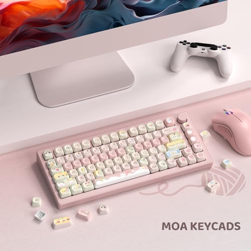 dagaladoo PBT keycap Set,MOA Profile keycaps Cute,Pink keycaps 60% 75% 100%,Dye Sublimation Keyboard caps,134 Key Custom Key caps for Gateron MX Switches Mechanical Keyboard