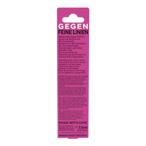BIOVÈNE DE-PUFFING Retinol + Organic Cherry Eye Concentrate – Anti-Aging Augenroll-On Serum gegen Schwellungen, Augenringe & Falten – Vegan – 15 ml
