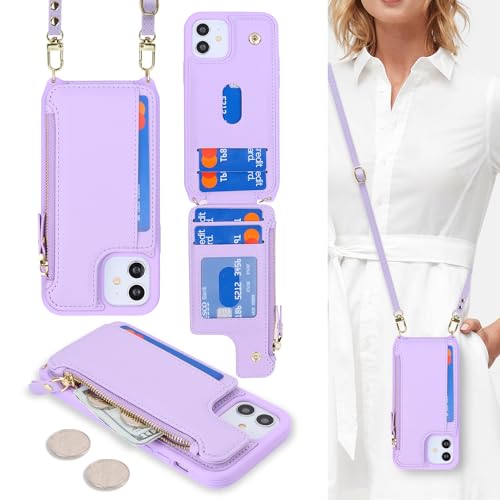 Cavor for iPhone 12 Wallet Case with Card Holder for Women, Purple
