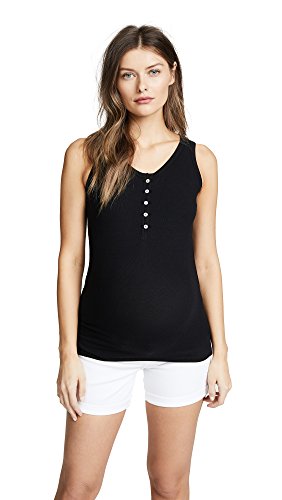 Ingrid & Isabel Womens Henley Rib Nursing Tank Jet Black Xs (Us Women's 1) One Size #TOP6