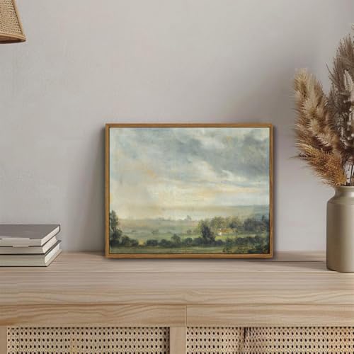 OIQArtOIQ Vintage Framed Wall Art Pastoral Landscape Canvas Art Prints Rustic Farmhouse Pictures Wall Decor Modern Cottagecore Paintings Artwork For Bedroom Kitchen Bathroom Office Living Room by OIQArtOIQ - Used condition - Image 2