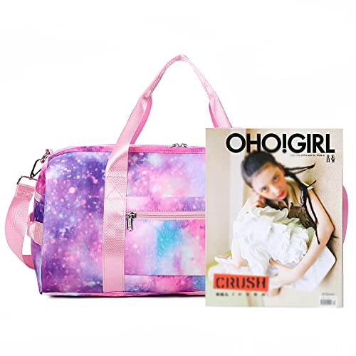 Duffle-Bag-for-Gym-Sports-Women-Girls-Workout-Travel-Bag-Weekender-with-Shoe-Compartment-and-Wet-Pocket-Pink-Galaxy
