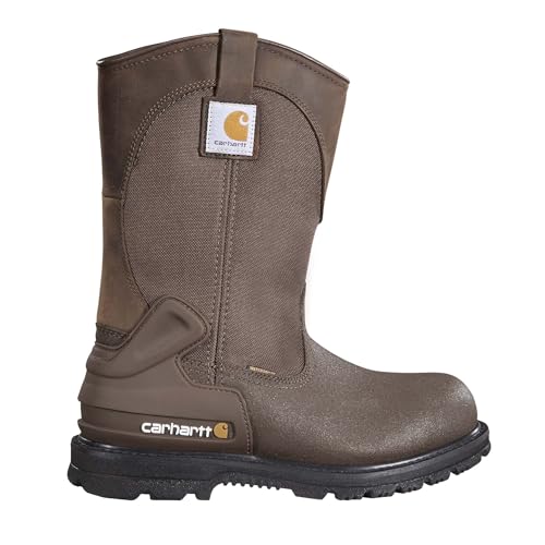 Image of Carhartt Men's Heritage WP 11 inch Steel Toe Wellington | 100% Leather, Abrasion-Resistant, Safety Toe & Cushioned PU Comfort, Waterproof, Electrical Hazard Protection