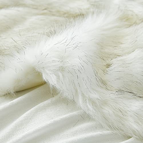 Horimote Home Hh Faux Fur Blanket, White With Brushed Tips Throw Blanket,Super Warm, Fuzzy, Elegant, Fluffy Decoration Blanket Scarf For Sofa,Couch & Bed,Machine Washable 60"*80" #TOP2
