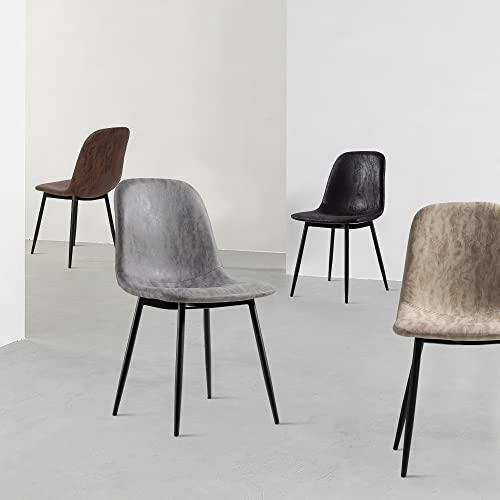 Nicbex Dining Chairs, Crazy-Horse Leather Reception Chairs, Accent Chair With Metal Legs For Home Kitchen, Living Room, Set Of 2, Beige #TOP5