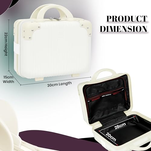 Image of Storite Hard Shell Vanity Bag Cosmetic Case for Women, Makeup Organizer - White