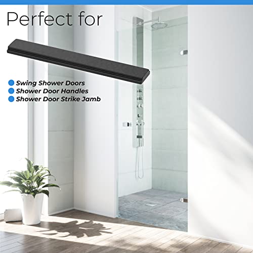 Upgrade Shower Door Magnet - 2-1/2" Long Glass Shower Door Magnet Replacement For Swing Shower Doors Shower Door Handles Shower Door Strike Jamb (Black) #TOP6