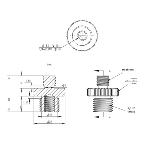 Tornillo adaptador 1/4 a 1/2 macho hembra acero inoxidable accesorio trípode cámara 6
