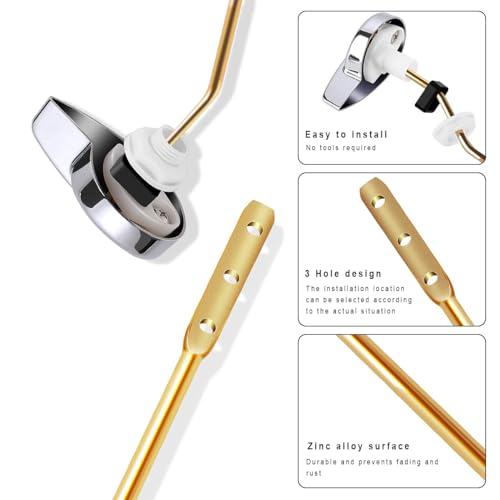 Image of 2Pack Toilet Handle Lever Flush Replacement, Universal Side Mount Toilet Flush Handle Tank Lever with 2 Pieces Stainless Steel Flapper Chains Fits Most Toilets, Chrome Finish, Easy Install